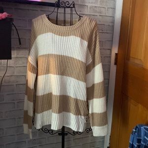 Tan & White sweater
